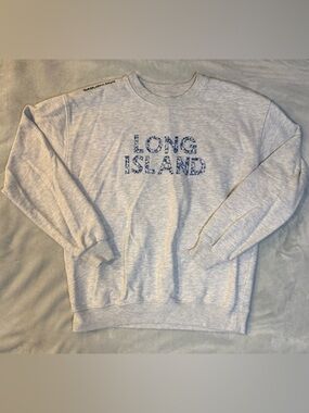 Unemployed Denim Grey Crewneck Sweatshirt “Long Island” NY Floral Patchwork XL